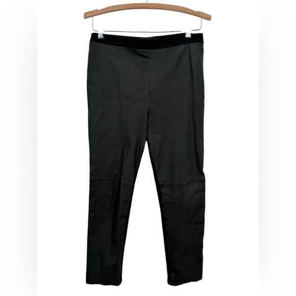 St. John Black Pants/Leggings Mixed Media with Knit and Leather Women’s Size 8 - Picture 1 of 4